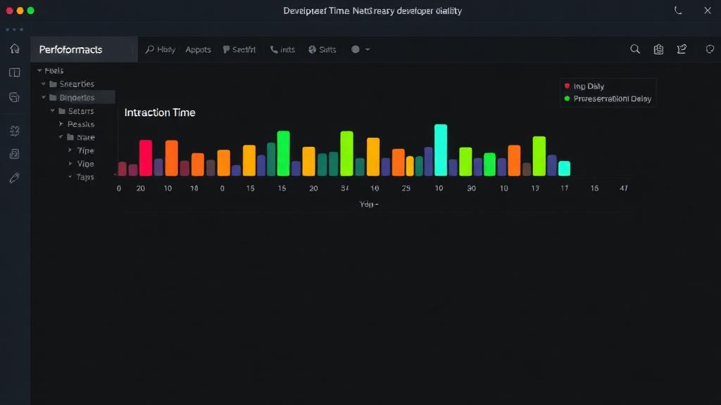 Performance panel showing interaction timeline with input delay, processing time, and presentation delay bars